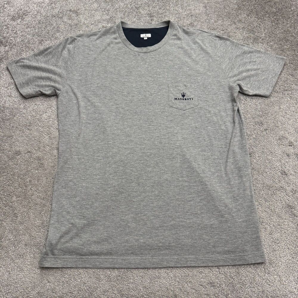 Maserati Collections Crew Neck T-Shirt Mens 3XL Gray Short Sleeve Pocket Tee